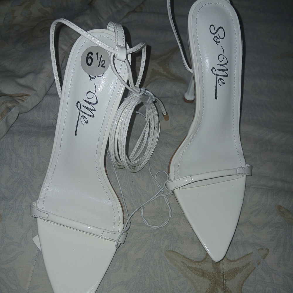 So Me White Strappy Heels